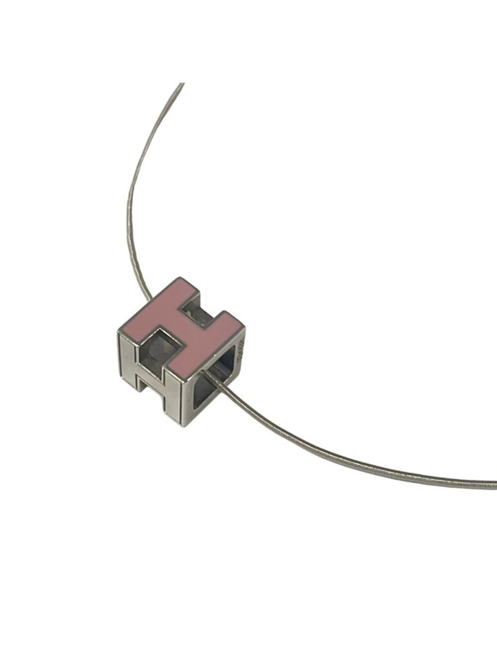 Hermes Necklace Cage D'h Silver Pink